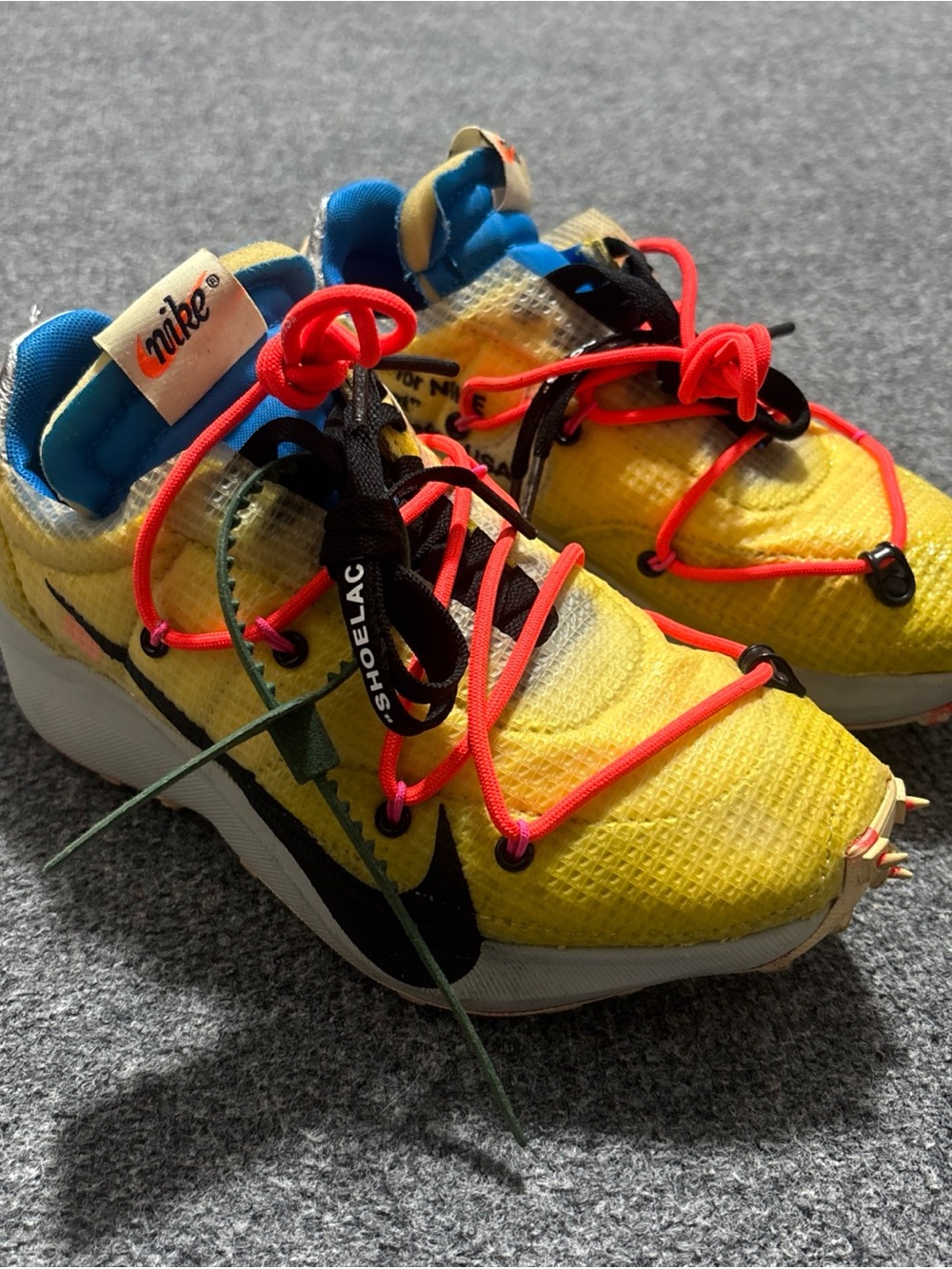 Size 6 - Nike x Off White Vapor Street Tour Yellow Black Spikes Running Shoes